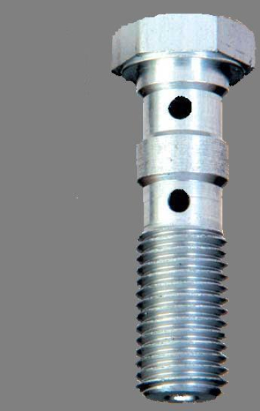 Doppel - Hohlschraube Alu M10 x 1.25   -Grobgewinde